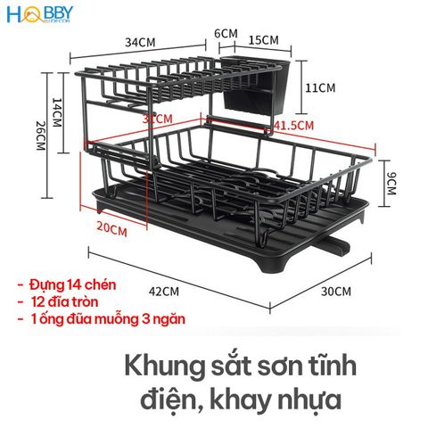 Kệ chén đa năng 2 tầng sắt sơn tĩnh điện Hobby home decor KC7