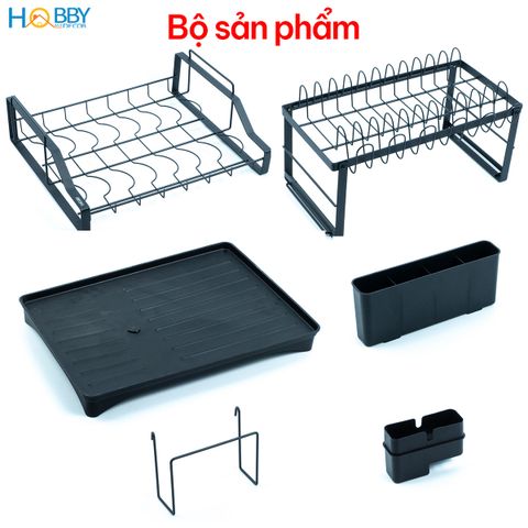 Kệ chén 2 tầng đa năng 3 trong 1 sơn đen Hobby home decor KC6