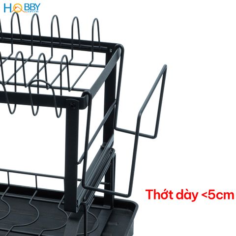 Kệ chén 2 tầng đa năng 3 trong 1 sơn đen Hobby home decor KC6