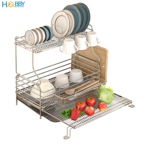 Kệ chén đa năng 2 tầng gác chậu inox 304 Hobby home decor KC5