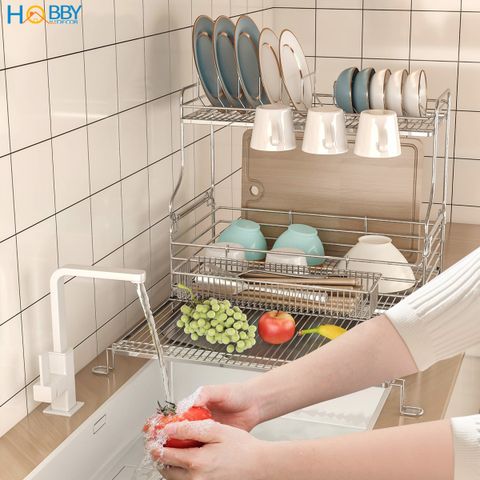 Kệ chén đa năng 2 tầng gác chậu inox 304 Hobby home decor KC5