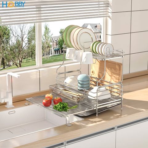 Kệ chén đa năng 2 tầng gác chậu inox 304 Hobby home decor KC5