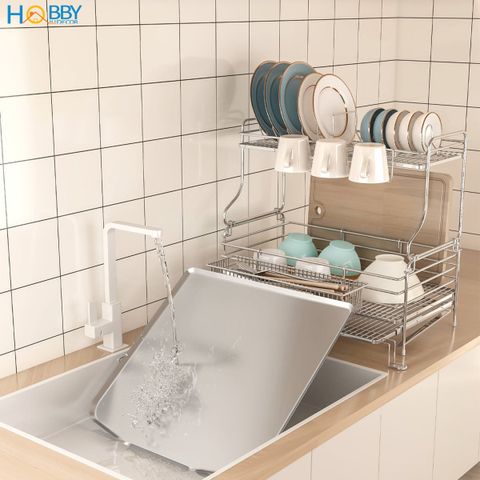 Kệ chén đa năng 2 tầng gác chậu inox 304 Hobby home decor KC5