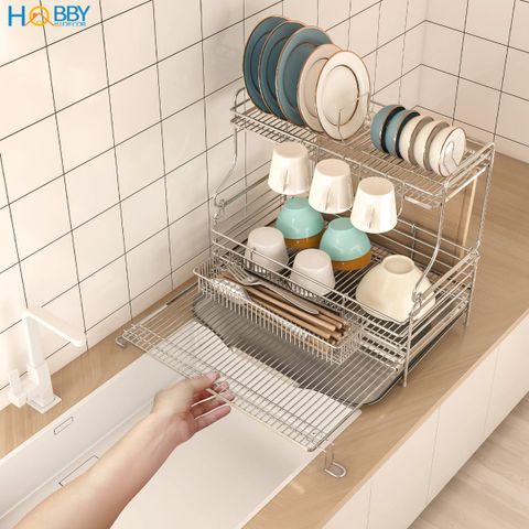 Kệ chén đa năng 2 tầng gác chậu inox 304 Hobby home decor KC5
