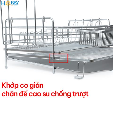 Kệ úp chén đa năng có khay thoát nước inox 304 Hobby home decor KC4