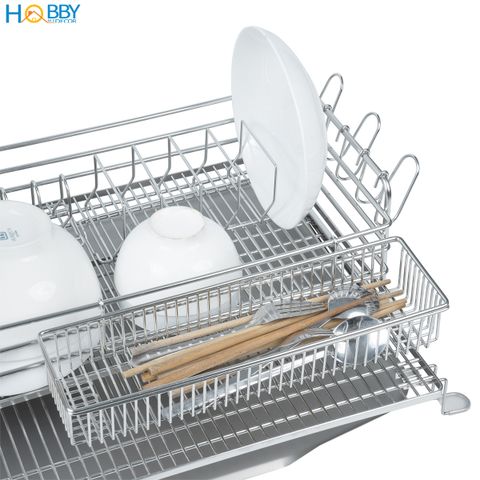 Kệ úp chén đa năng có khay thoát nước inox 304 Hobby home decor KC4