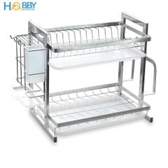 Kệ chén đa năng 2 tầng inox 304 có khay nhựa Hobby Home Decor KC2T