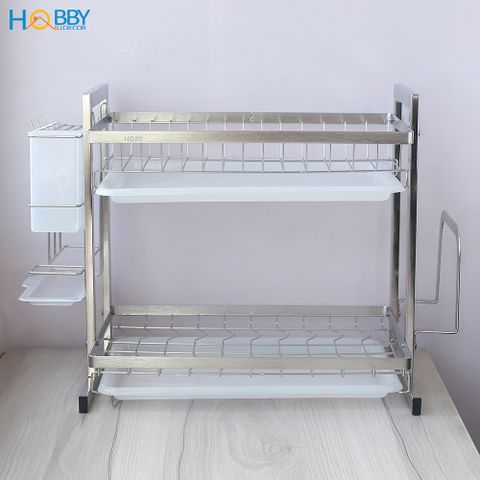 Kệ chén đa năng 2 tầng inox 304 có khay nhựa Hobby Home Decor KC2T