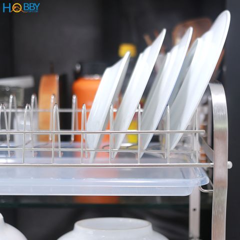 Kệ chén 3 tầng Inox 304 Hobby home decor KC3T cao cấp có khay nhựa hứng nước