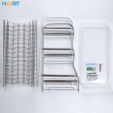 Kệ chén 3 tầng Inox 304 Hobby home decor KC3T cao cấp có khay nhựa hứng nước
