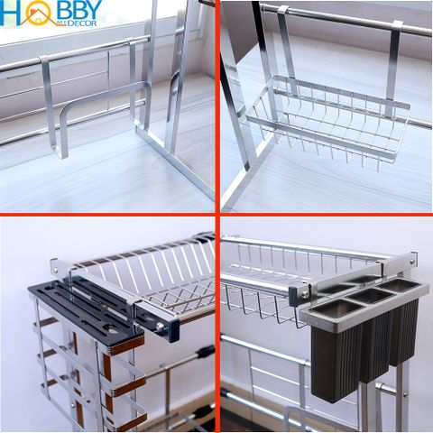 Kệ chén đa năng gác chậu rửa 6 ngăn inox 304 Hobby Home Decor KC6N