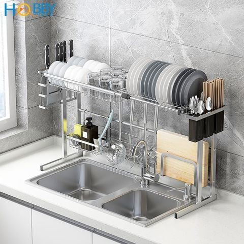 Kệ chén đa năng gác chậu rửa 6 ngăn inox 304 Hobby Home Decor KC6N
