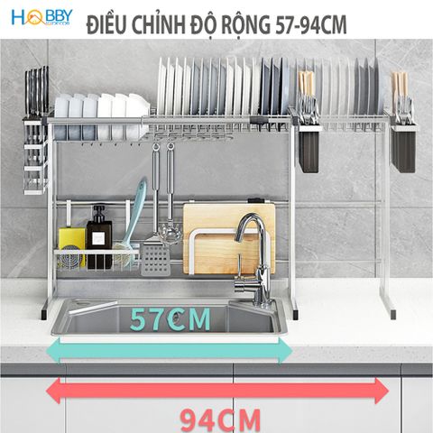 Kệ chén đa năng gác chậu rửa 6 ngăn inox 304 Hobby Home Decor KC6N