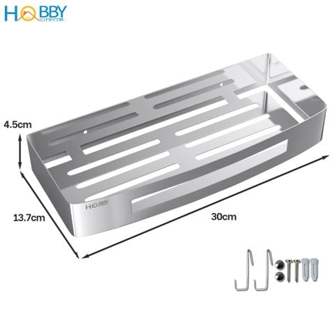 Kệ chữ nhật để đồ phòng tắm inox 304 mẫu khoan Hobby Home Decor KCN2