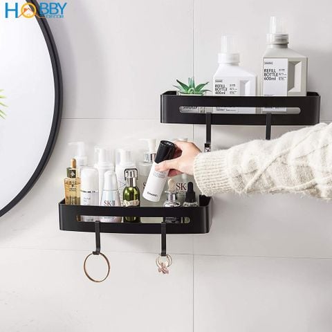 Kệ chữ nhật phòng tắm màu đen Inox 304 gắn tường Hobby Home Decor KCN3