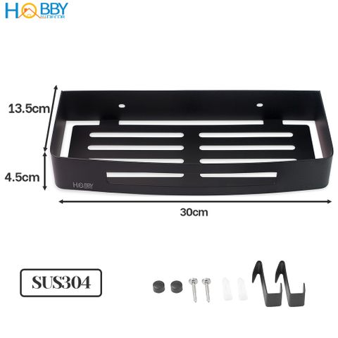 Kệ chữ nhật phòng tắm màu đen Inox 304 gắn tường Hobby Home Decor KCN3