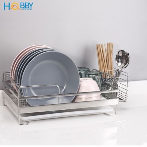 Kệ để chén bát inox 304 có khay nhựa ống đũa Hobby Home Decor KC1