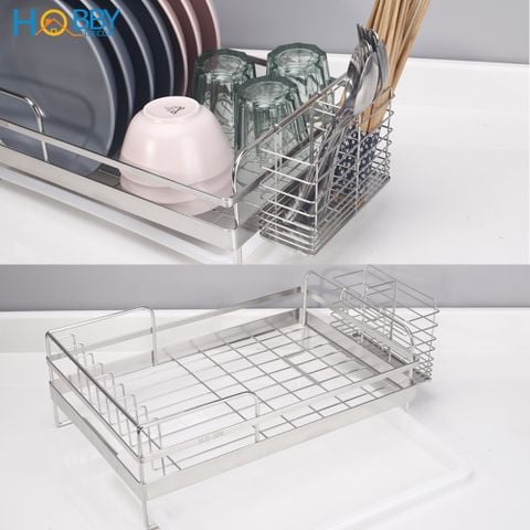 Kệ để chén bát inox 304 có khay nhựa ống đũa Hobby Home Decor KC1