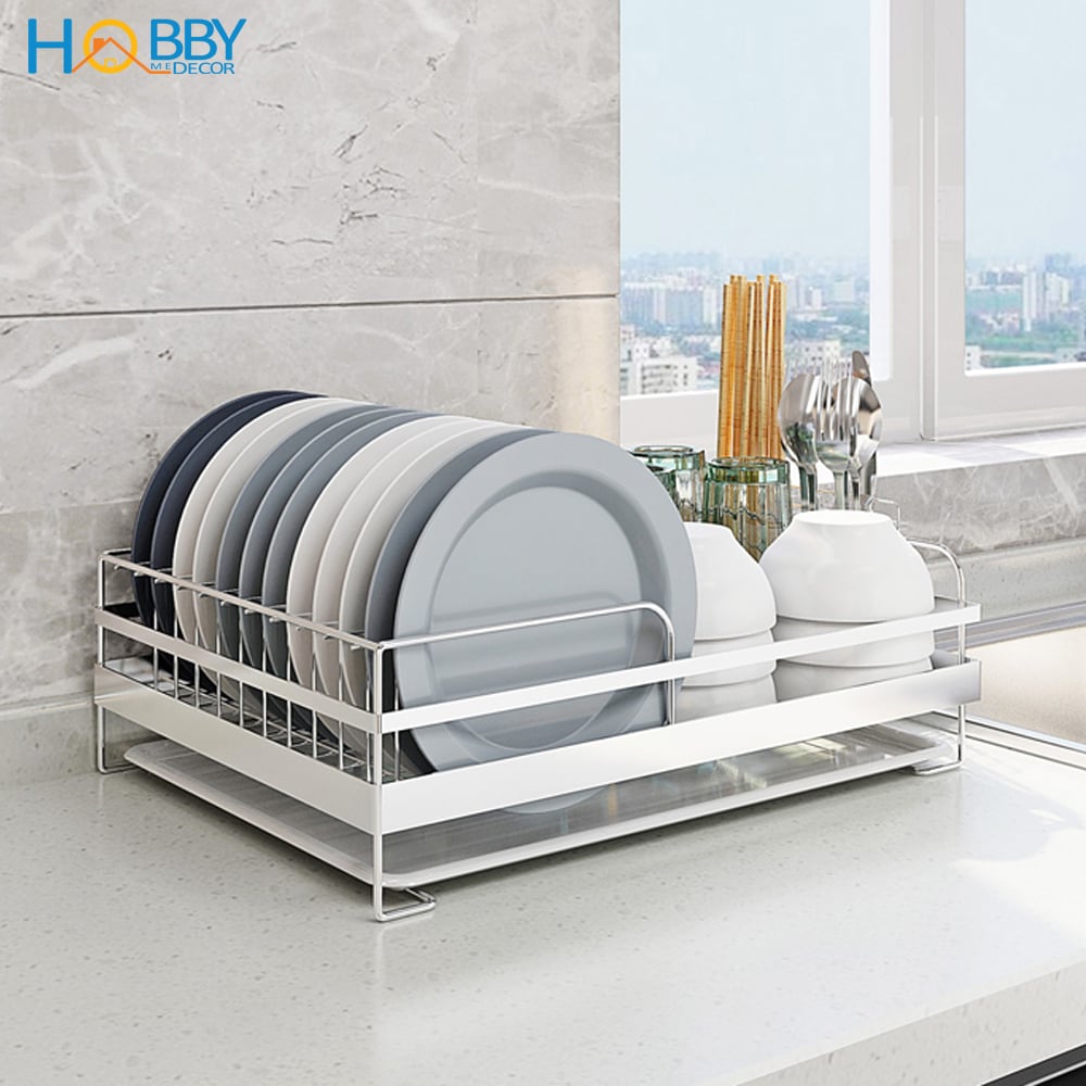 Kệ để chén bát inox 304 có khay nhựa ống đũa Hobby Home Decor KC1 ...