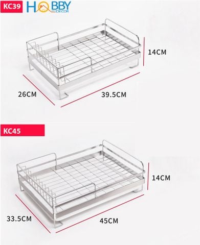 Kệ để chén bát inox 304 có khay nhựa ống đũa Hobby Home Decor KC1