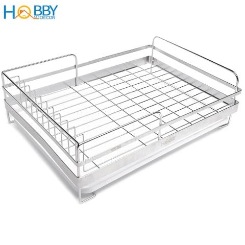 Kệ chén 1 tầng Inox 304 HOBBY Home Decor KC1 có khay hứng nước- 2 size tùy chọn