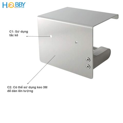 Kệ đựng cuộn giấy vệ sinh có mái che dán tường inox 304 Hobby Home Decor G3