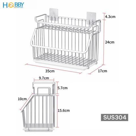 Kệ đựng đồ nhà bếp 2 tầng inox 304 gắn tường Hobby home decor GV3