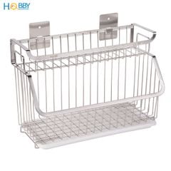 Kệ đựng đồ nhà bếp 2 tầng inox 304 gắn tường Hobby home decor GV3