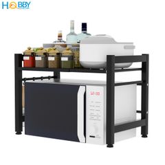 Kệ lò vi sóng 1 tầng điều chỉnh inox sơn đen Hobby home decor KVS1