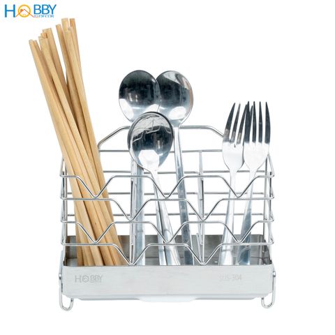 Kệ để đũa muỗng 3 ngăn Inox 304 dán tường Hobby home decor DM06 có miếng dán