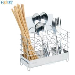 Kệ để đũa muỗng 3 ngăn Inox 304 dán tường Hobby home decor DM06 có miếng dán