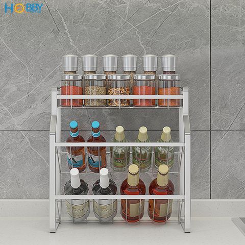 Kệ để gia vị chai lọ nhà bếp 3 tầng inox 304 Hobby home decor GV4
