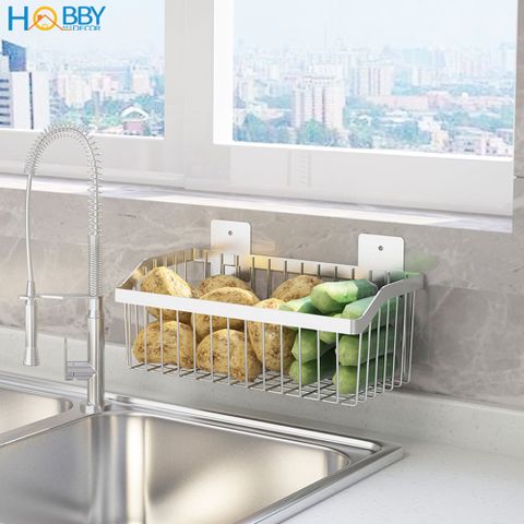 Kệ để gia vị rau củ quả dán tường inox 304 Hobby home decor KTC