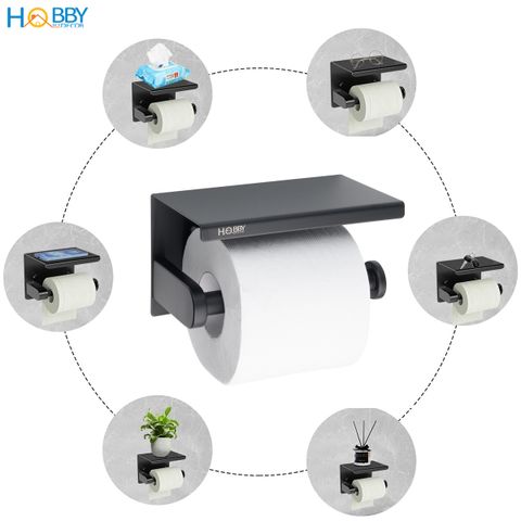 Kệ để giấy vệ sinh có mái che Inox 304 sơn đen Hobby home decor G22