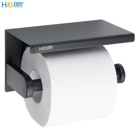 Kệ để giấy toilet có mái che Inox 304 sơn đen Hobby home decor G22 dán tường