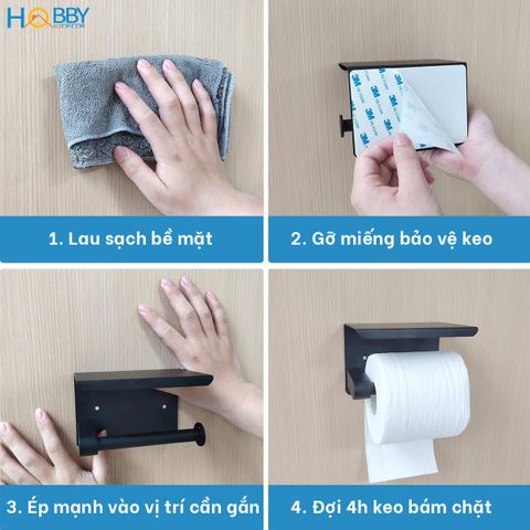 Kệ để giấy vệ sinh có mái che Inox 304 sơn đen Hobby home decor G22