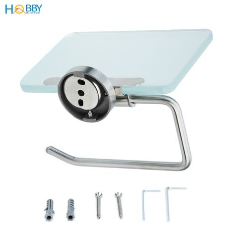 Kệ để cuộn giấy vệ sinh có mái che thủy tinh Hobby home decor G16 inox 304
