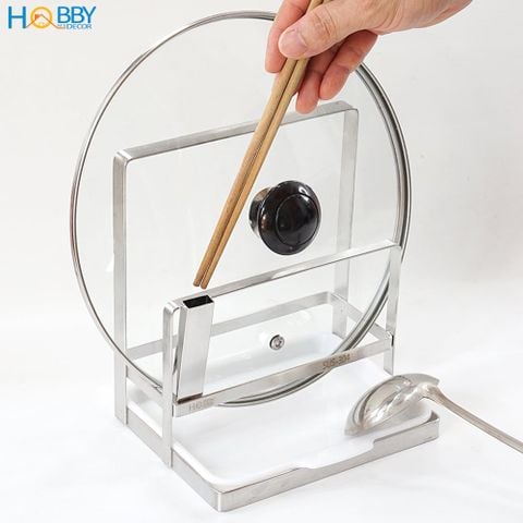 Kệ để nắp vung nồi đũa muỗng lúc nấu Hobby Home Decor TT09 Inox 304 có khay hứng nước