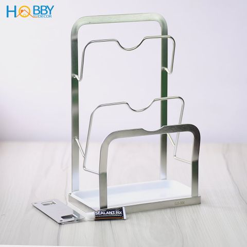 Kệ để nắp nồi 3 tầng inox 304 dán tường đa năng Hobby home decor TT05
