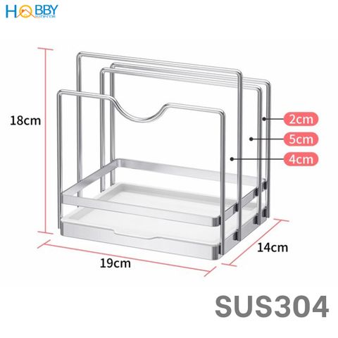 Kệ để nắp vung thớt 3 ngăn inox 304 Hobby home decor TT10 có khay nhựa