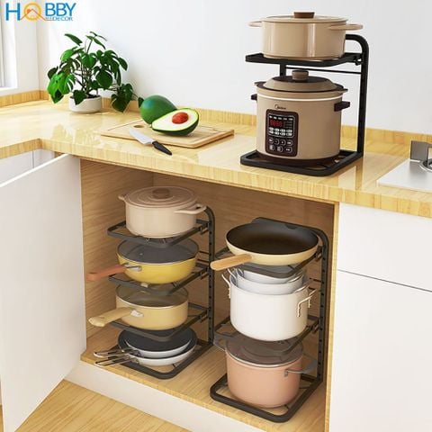 Kệ để vung nồi nhiều tầng tùy chọn HOBBY Home Decor KNV1 - đặt dưới bếp hoặc dán lên tường