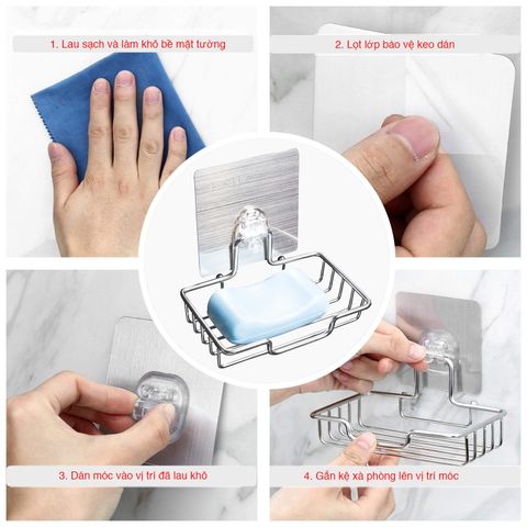 Kệ đựng xà bông dán tường gạch men có miếng dán Hobby Home Decor SBL2