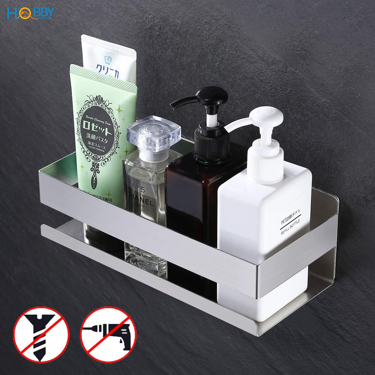 Kệ đựng đồ phòng tắm inox 304 xước dán tường Hobby home decor KCNX ...