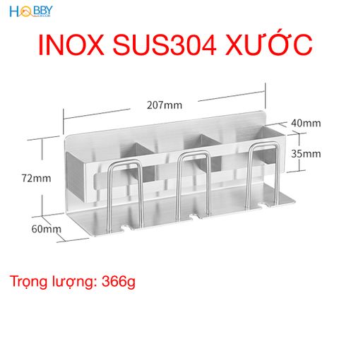 Kệ để bàn chải kem đánh răng 3 ngăn dán tường Hobby home decor CD4M