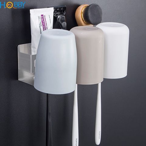 Kệ để bàn chải kem đánh răng 3 ngăn dán tường Hobby home decor CD4M