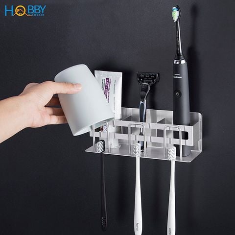 Kệ để bàn chải kem đánh răng 3 ngăn dán tường Hobby home decor CD4M
