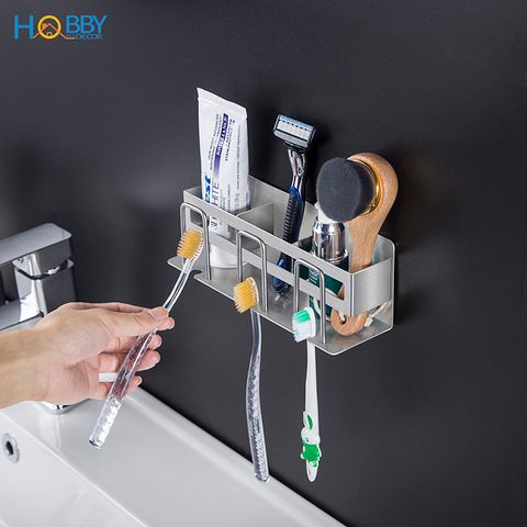 Kệ để bàn chải kem đánh răng 3 ngăn dán tường Hobby home decor CD4M