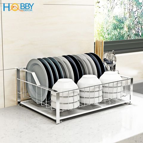 Kệ chén đa năng 1 tầng kèm ống đũa Inox 304 Hobby Home Decor KC2