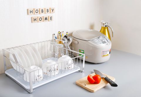 Kệ chén đa năng 1 tầng kèm ống đũa Inox 304 Hobby Home Decor KC2