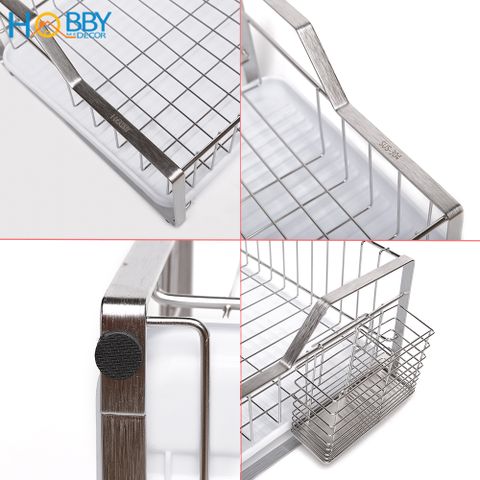 Kệ chén đa năng 1 tầng kèm ống đũa Inox 304 Hobby Home Decor KC2